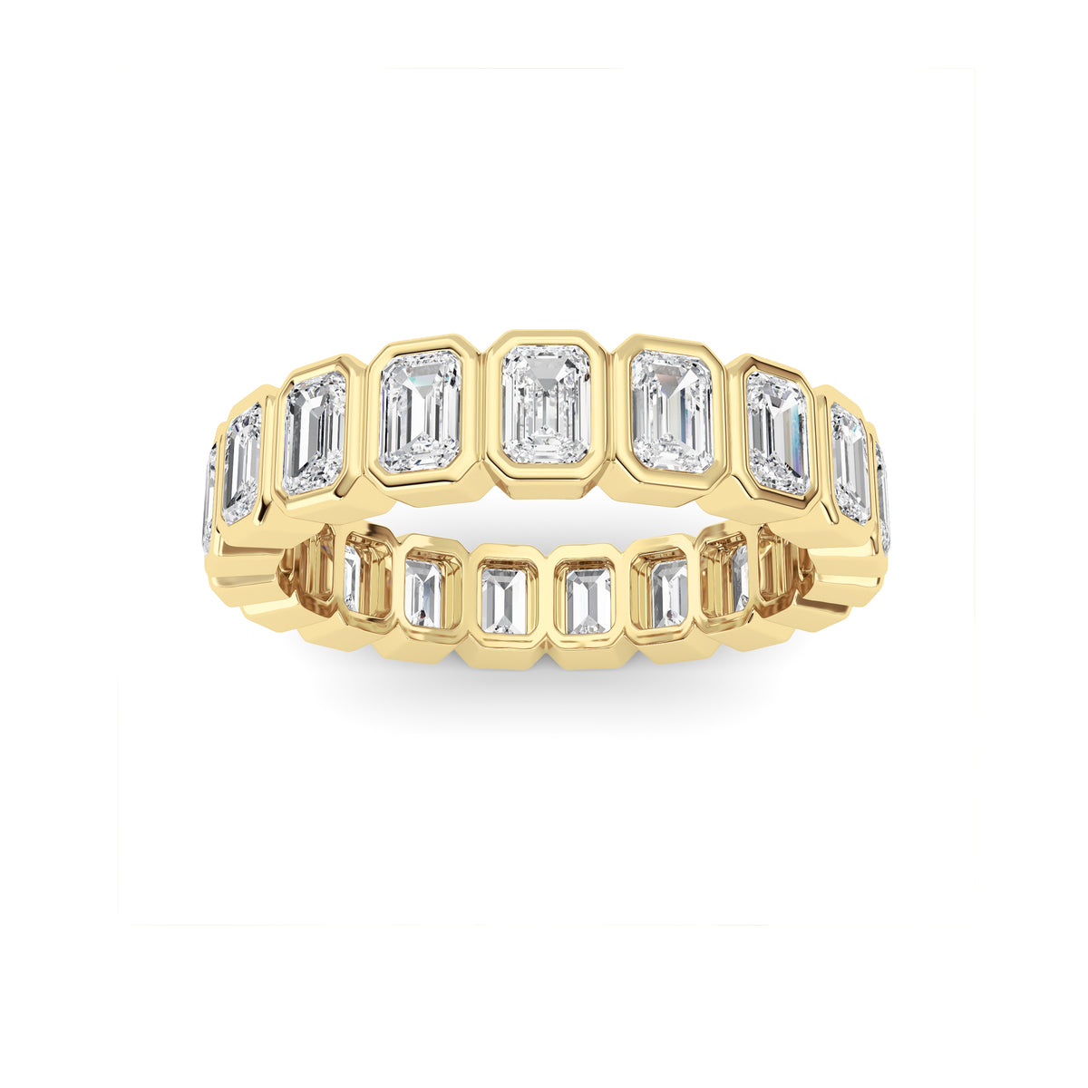 2.2Cttw Emerald Shaped Lab Grown Diamond (F/VS) Eternity Band Ring in 14K Gold - Size 6