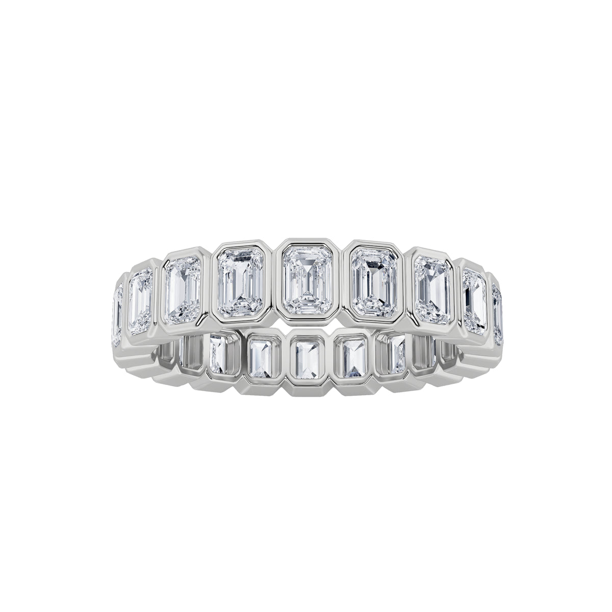2.5Cttw Emerald Shaped Lab Grown Diamond (F/VS) Eternity Band Ring in 14K Gold - Size 8