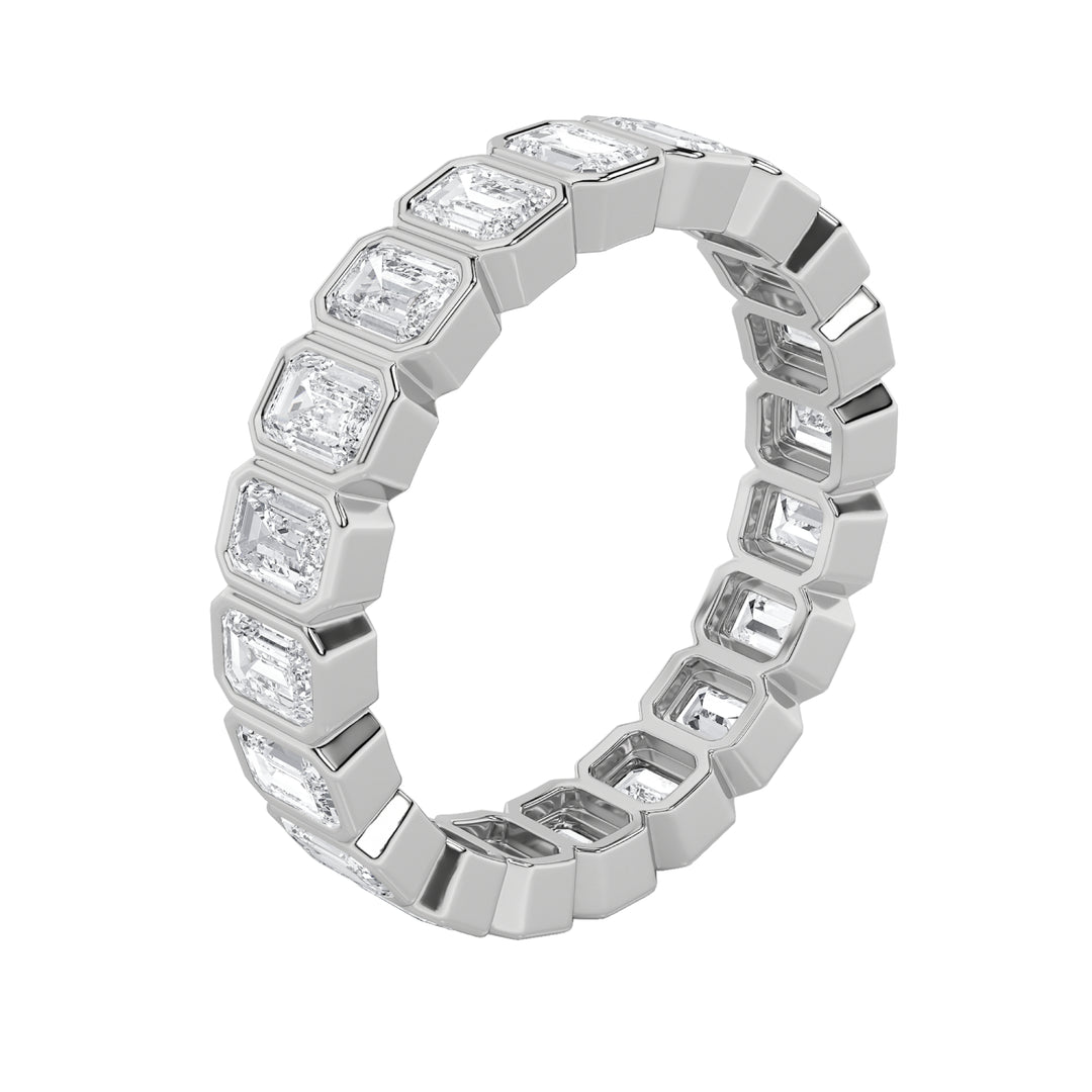 2.5Cttw Emerald Shaped Lab Grown Diamond (F/VS) Eternity Band Ring in 14K Gold - Size 8