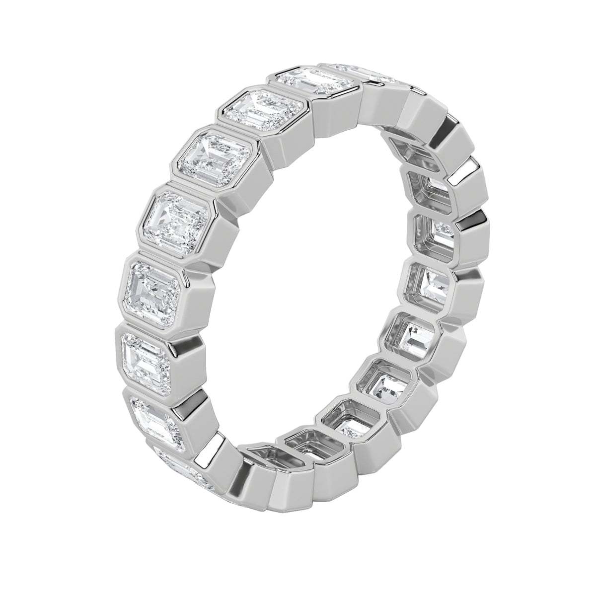 2.5Cttw Emerald Shaped Lab Grown Diamond (F/VS) Eternity Band Ring in 14K Gold - Size 8
