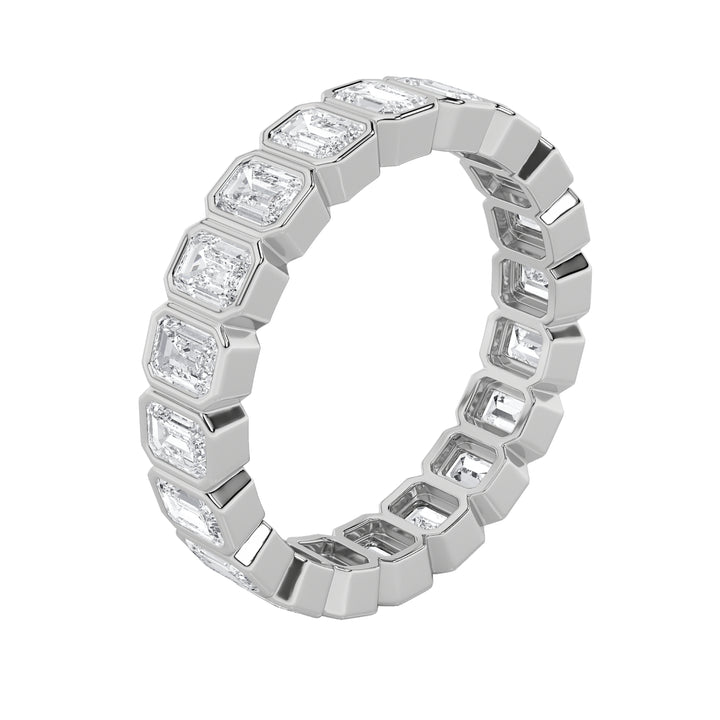 2.5Cttw Emerald Shaped Lab Grown Diamond (F/VS) Eternity Band Ring in 14K Gold - Size 8