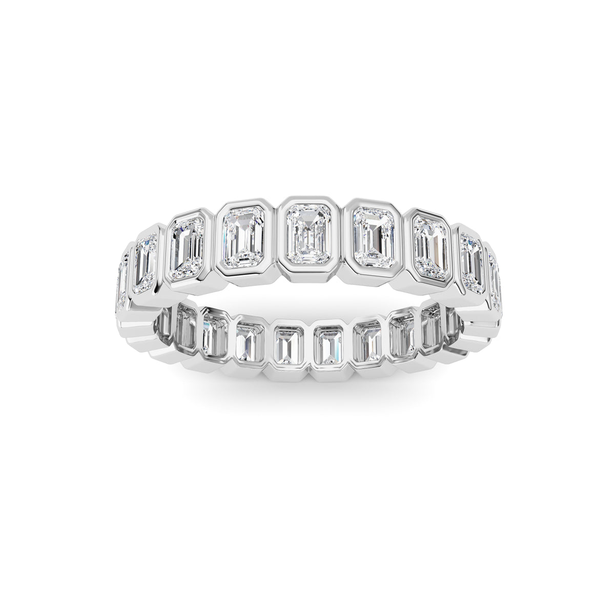 2.6Cttw Emerald Shaped Lab Grown Diamond (F/VS) Eternity Band Ring in 14K Gold - Size 9