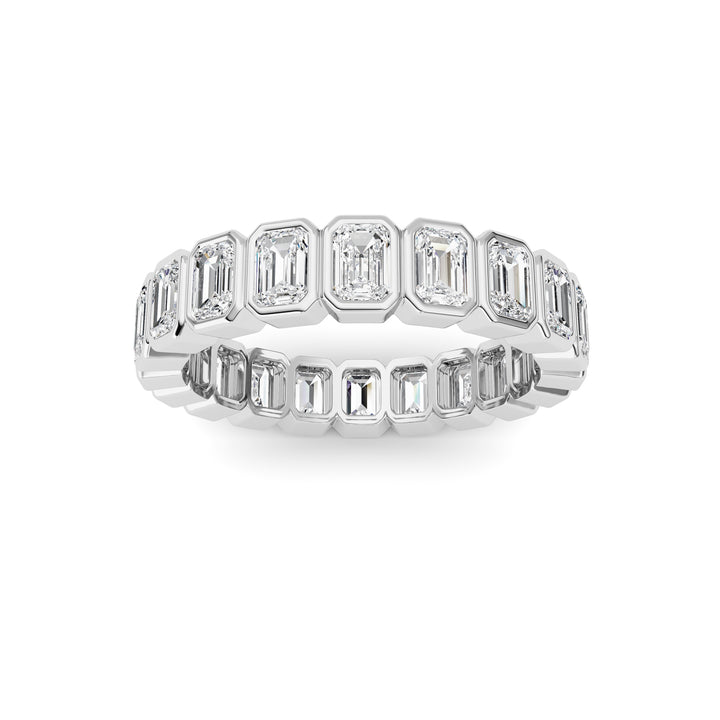 3.00Cttw Emerald Shaped Lab Grown Diamond (F/VS) Eternity Band Ring in 14K Gold - Size 8
