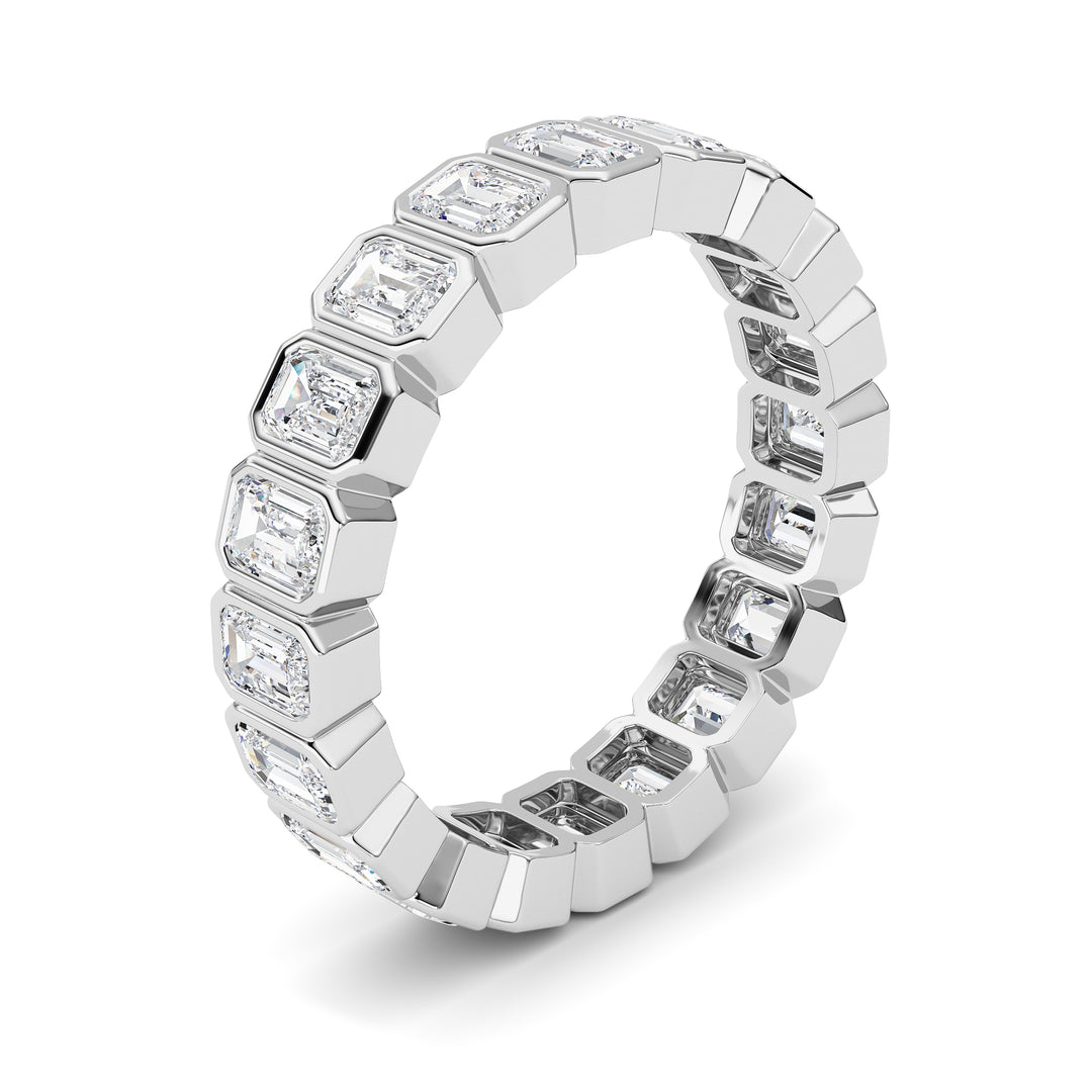 3.00Cttw Emerald Shaped Lab Grown Diamond (F/VS) Eternity Band Ring in 14K Gold - Size 8