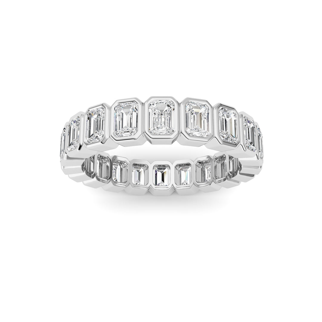 3.00Cttw Emerald Shaped Lab Grown Diamond (F/VS) Eternity Band Ring in 14K Gold - Size 9