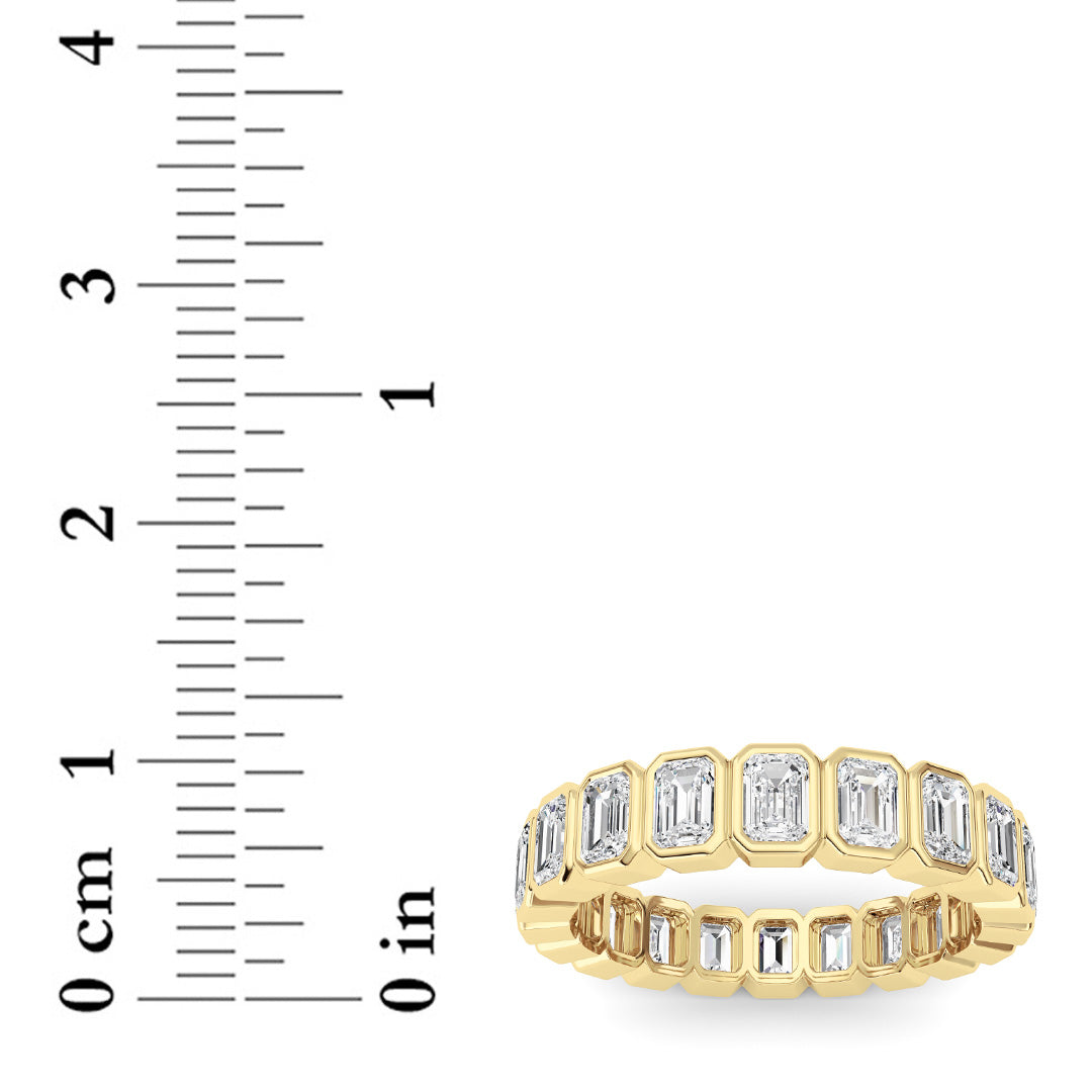 3.00Cttw Emerald Shaped Lab Grown Diamond (F/VS) Eternity Band Ring in 14K Gold - Size 9