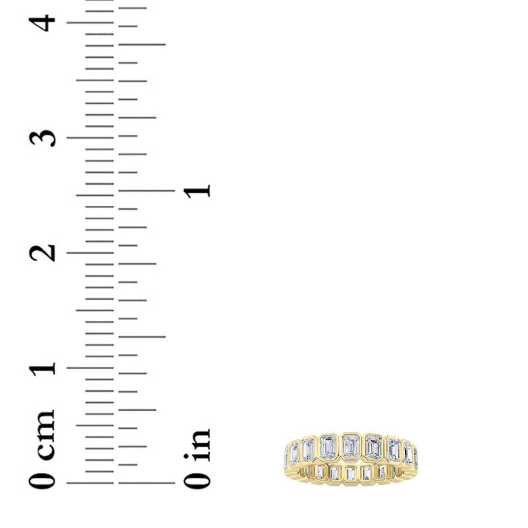 3.25Cttw Emerald Shaped Lab Grown Diamond (F/VS) Eternity Band Ring in 14K Gold - Size 7
