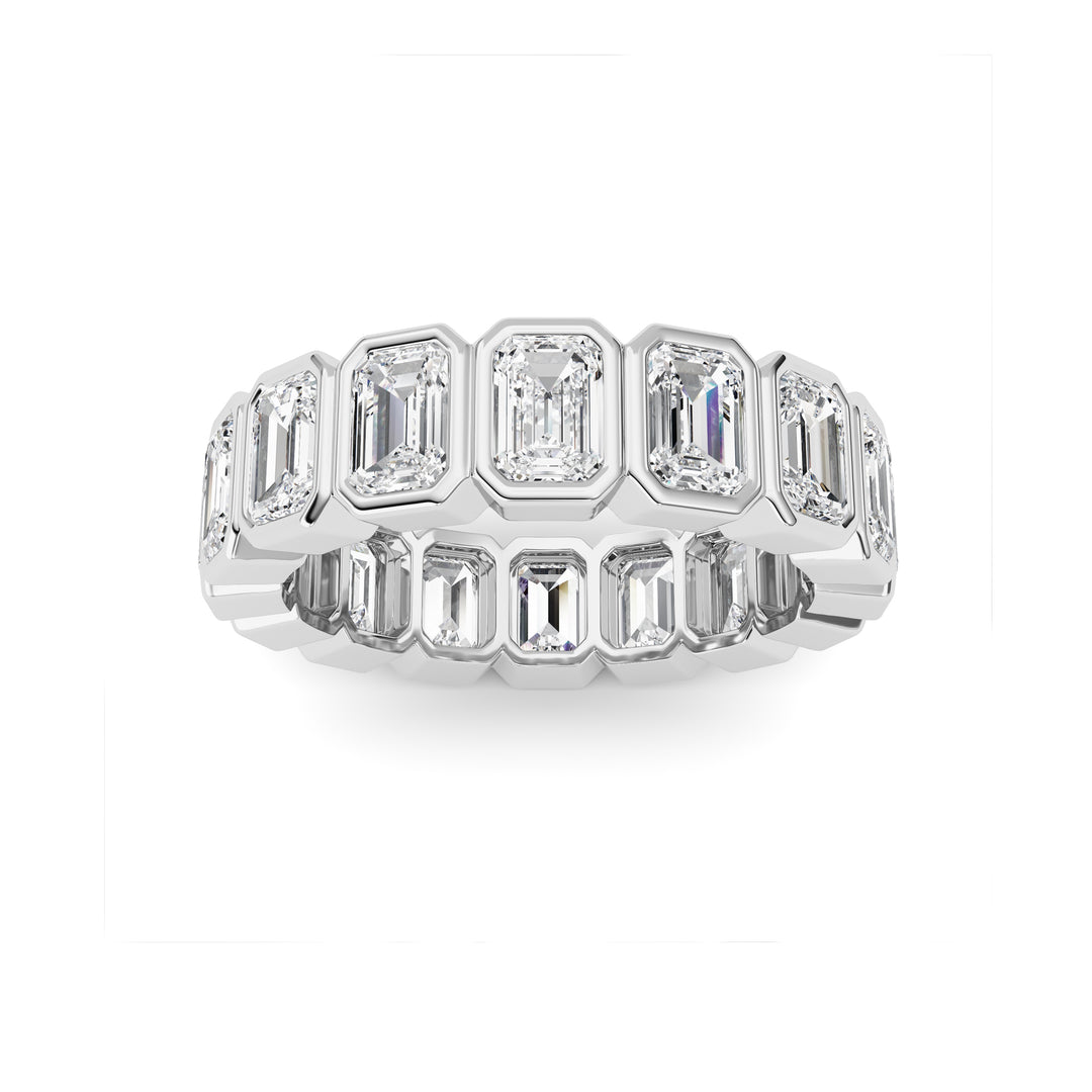 3.2Cttw Emerald Shaped Lab Grown Diamond (F/VS) Eternity Band Ring in 14K Gold - Size 5