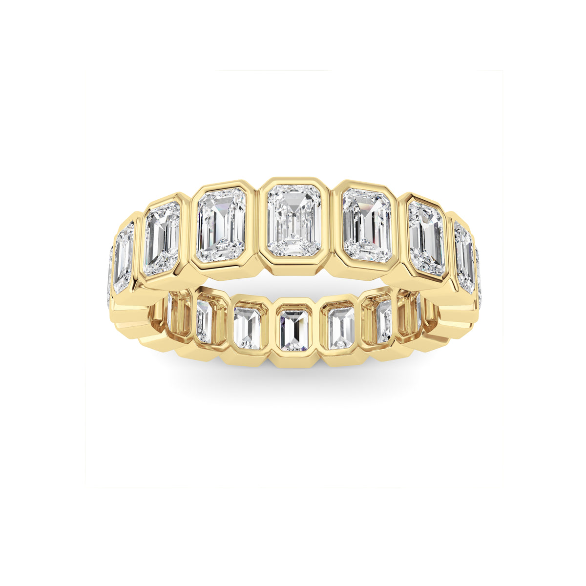 4.5Cttw Emerald Shaped Lab Grown Diamond (F/VS) Eternity Band Ring in 14K Gold - Size 9
