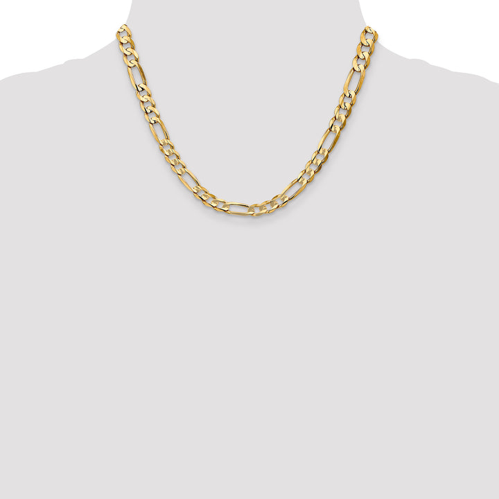 14k 6.75mm Concave Open Figaro Chain