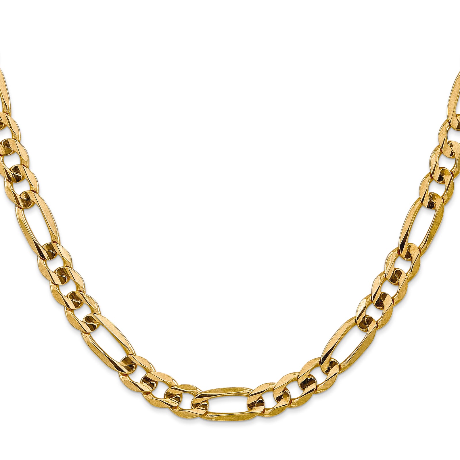 14k 7.5mm Concave Open Figaro Chain