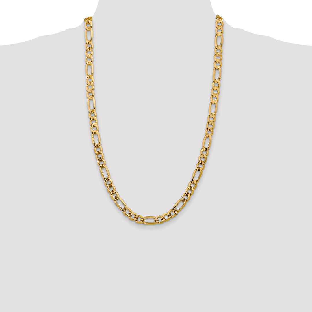 14k 7.5mm Concave Open Figaro Chain