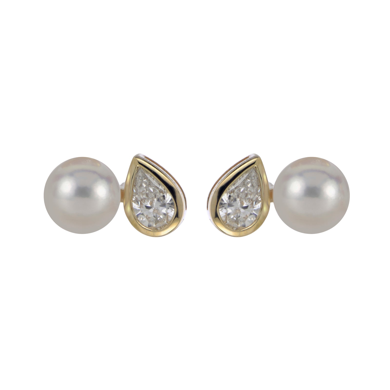 14KT Yellow Gold Akoya Pearl & LGD Earring