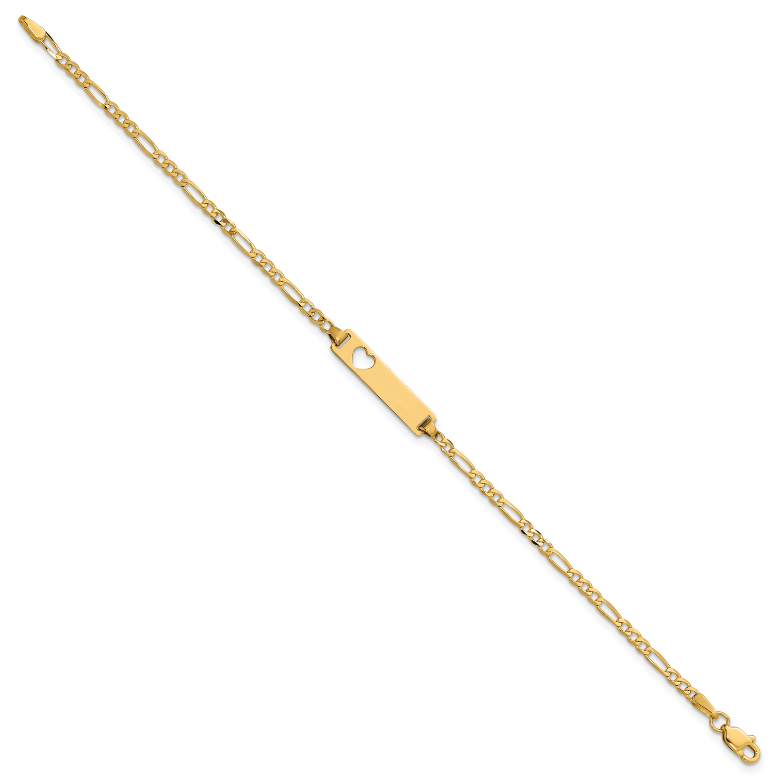 14k Cut-out Heart Figaro Link ID Bracelet