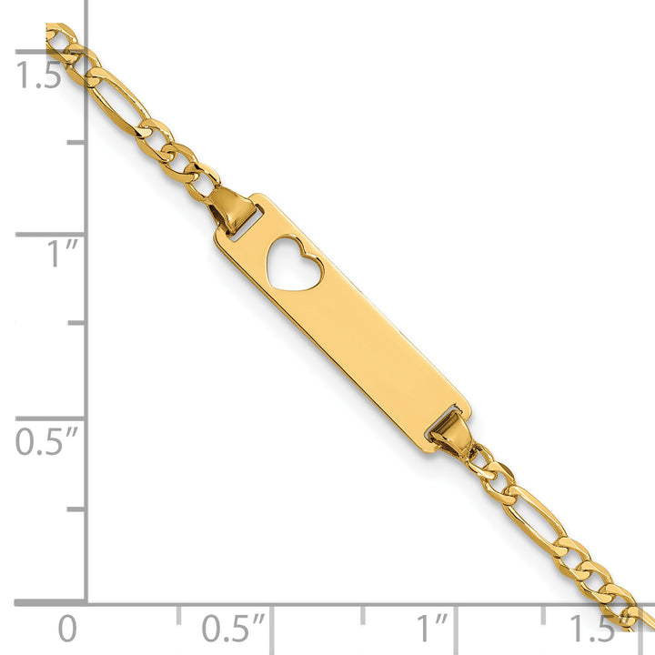 14k Cut-out Heart Figaro Link ID Bracelet