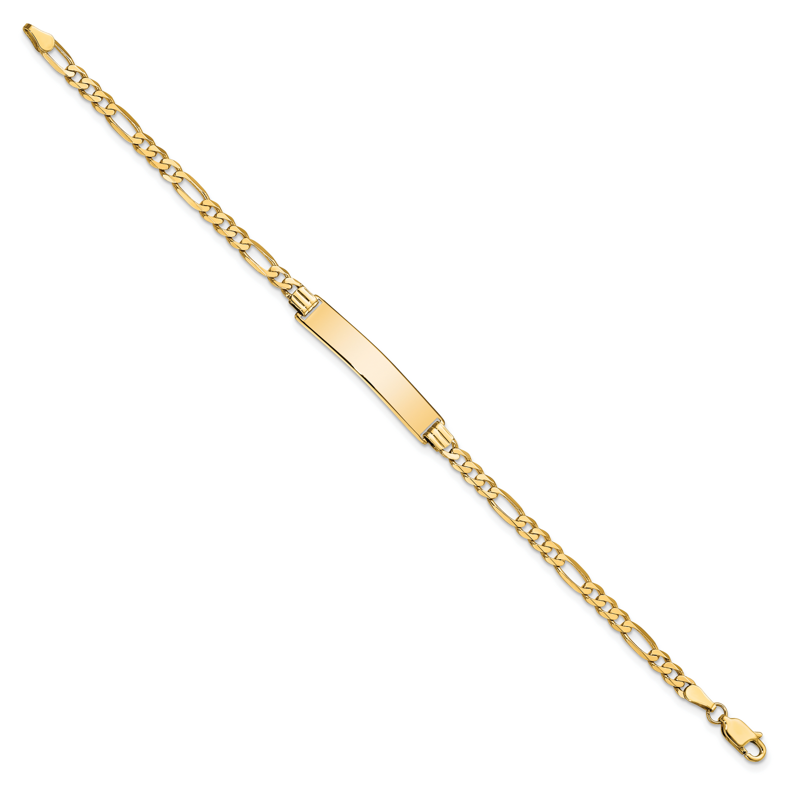 14k Flat Figaro Link ID Bracelet