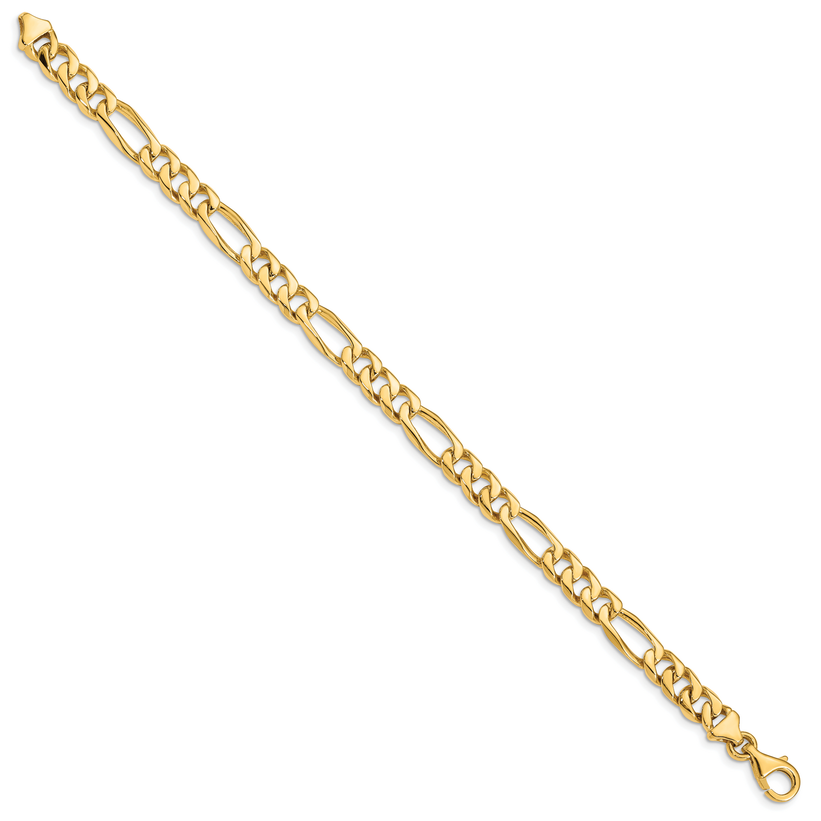 14k 7mm Hand-Polished Figaro Link Bracelet