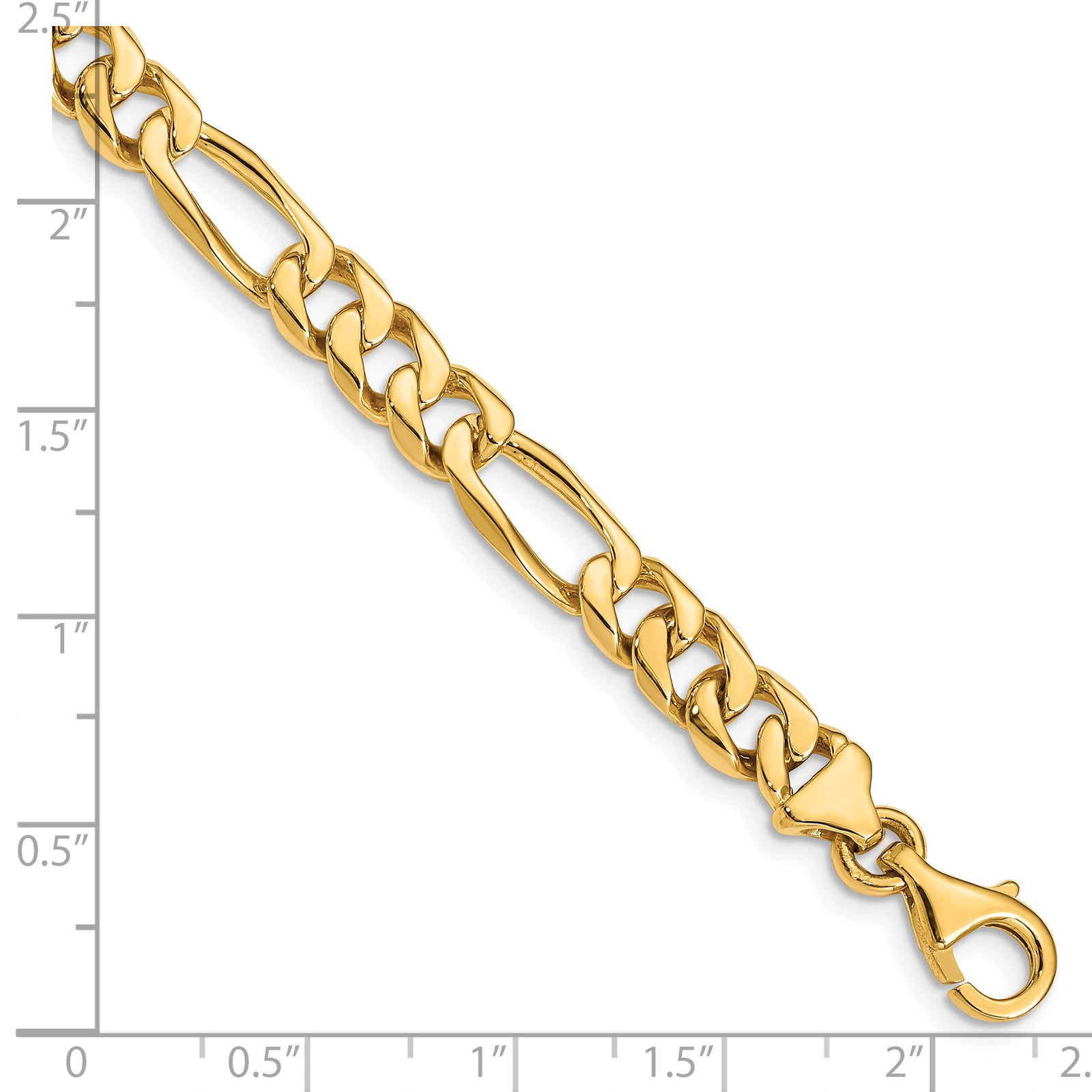 14k 7mm Hand-Polished Figaro Link Bracelet
