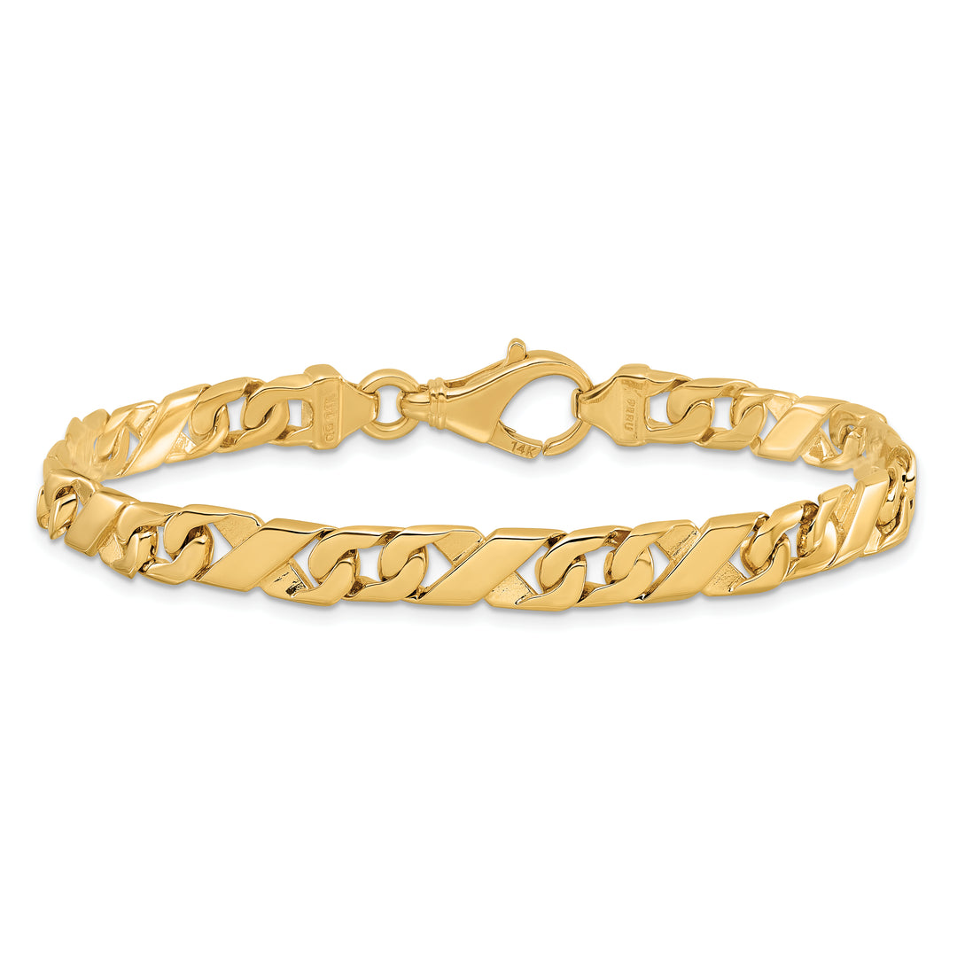 14K 6.7mm Hand-polished Fancy Link Bracelet
