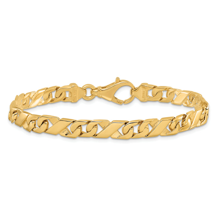 14K 6.7mm Hand-polished Fancy Link Bracelet