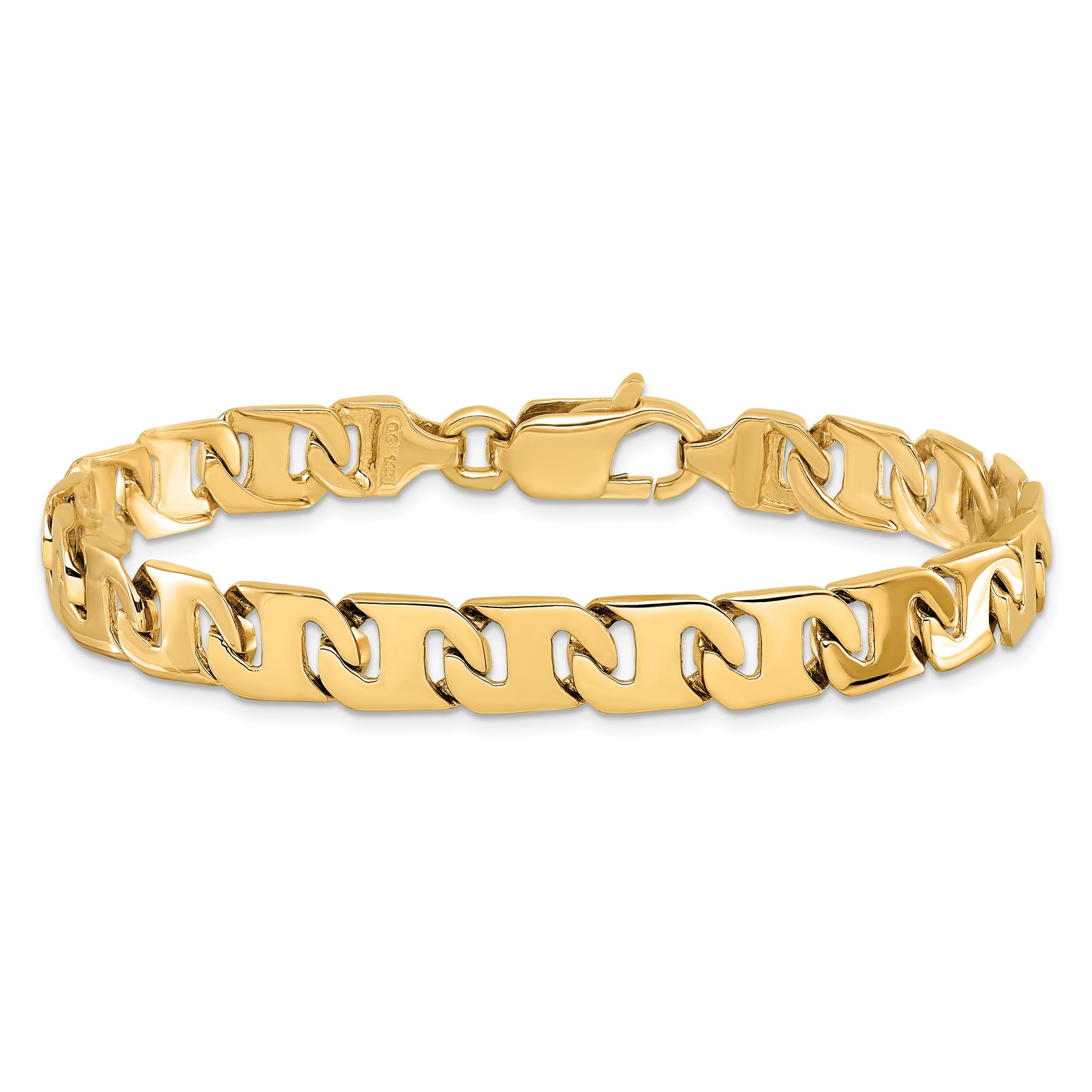14k 8.3mm Hand-polished Fancy Link Bracelet