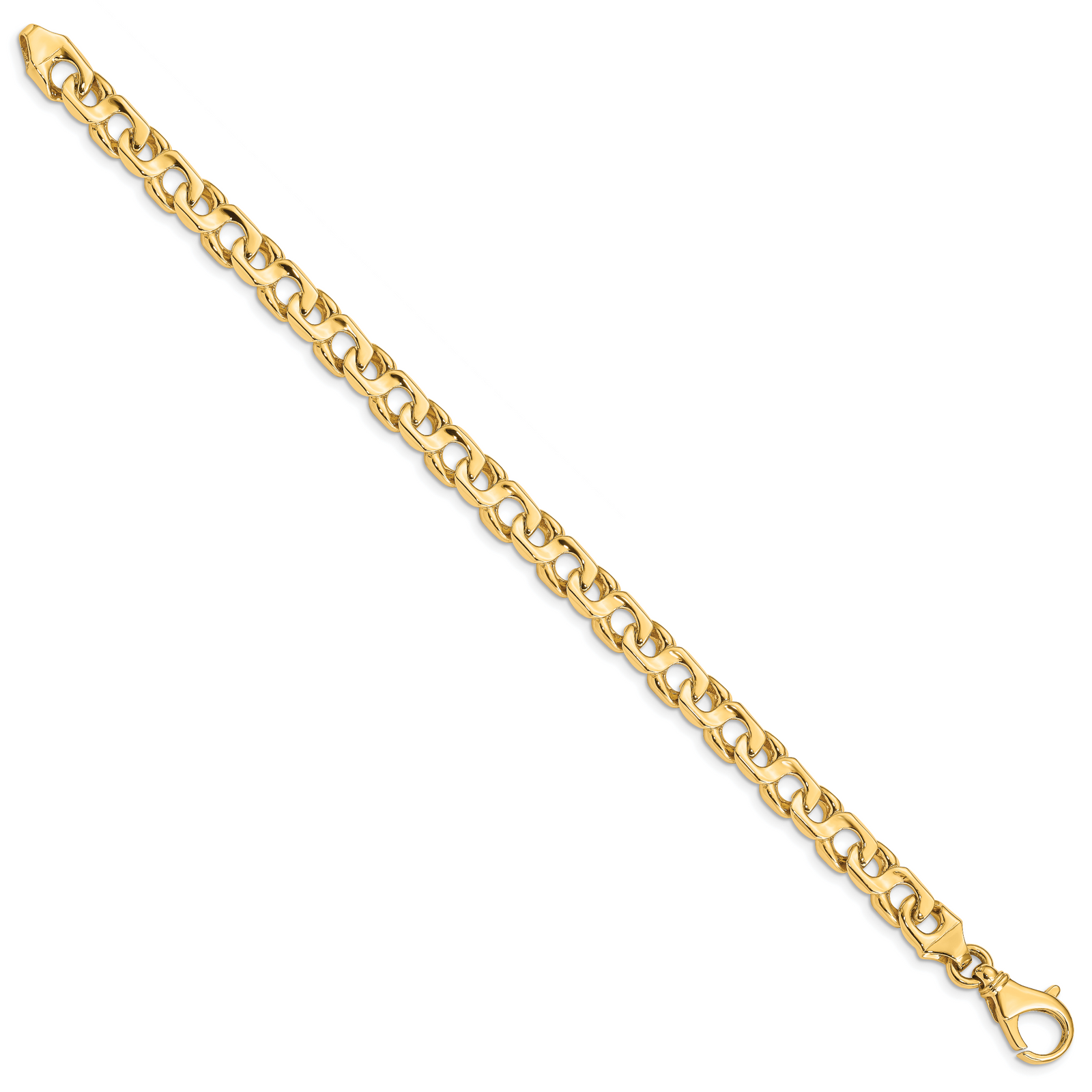 14K 7.4mm Hand-polished Fancy Link Bracelet