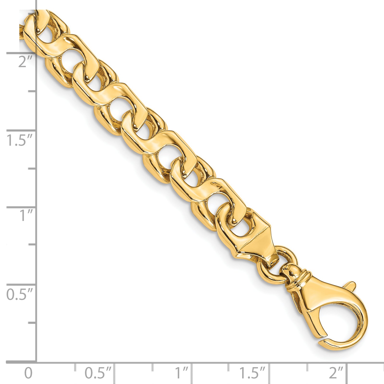 14K 7.4mm Hand-polished Fancy Link Bracelet