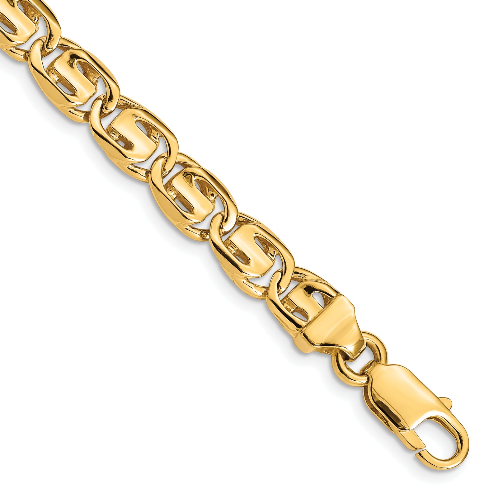 14K 7.5mm Hand-polished Fancy Link Chain