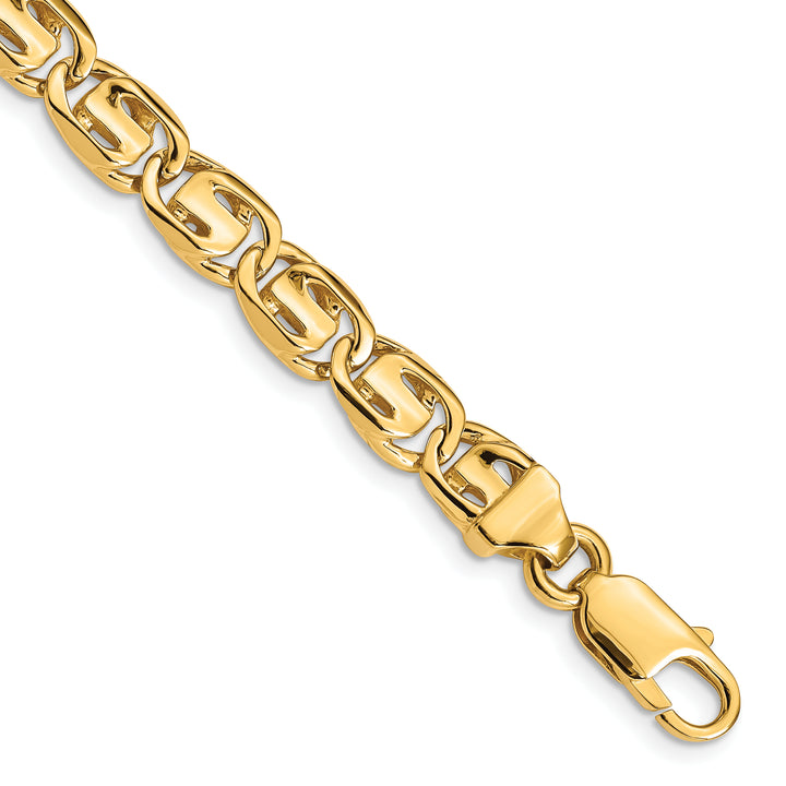 14K 7.5mm Hand-polished Fancy Link Bracelet