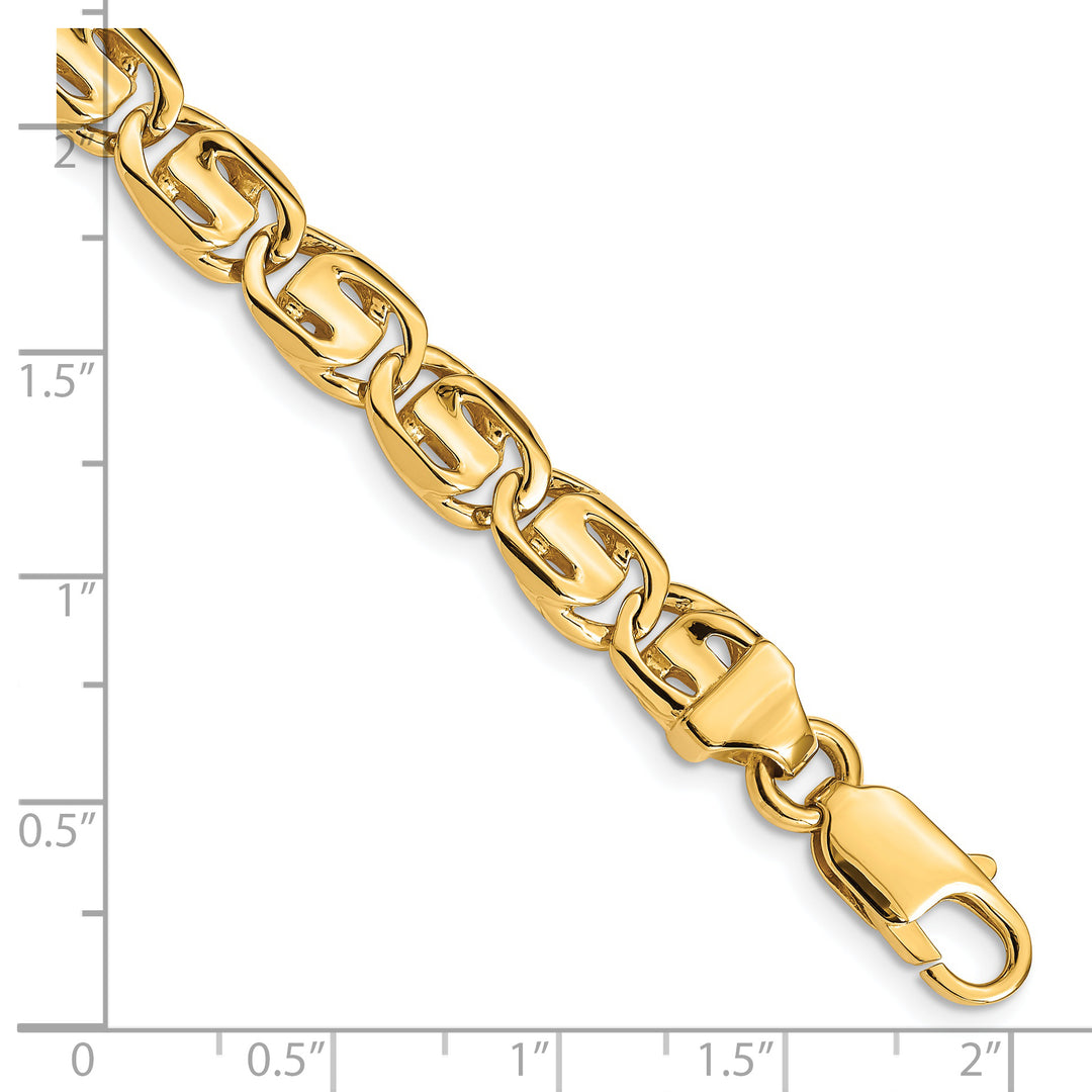 14K 7.5mm Hand-polished Fancy Link Bracelet