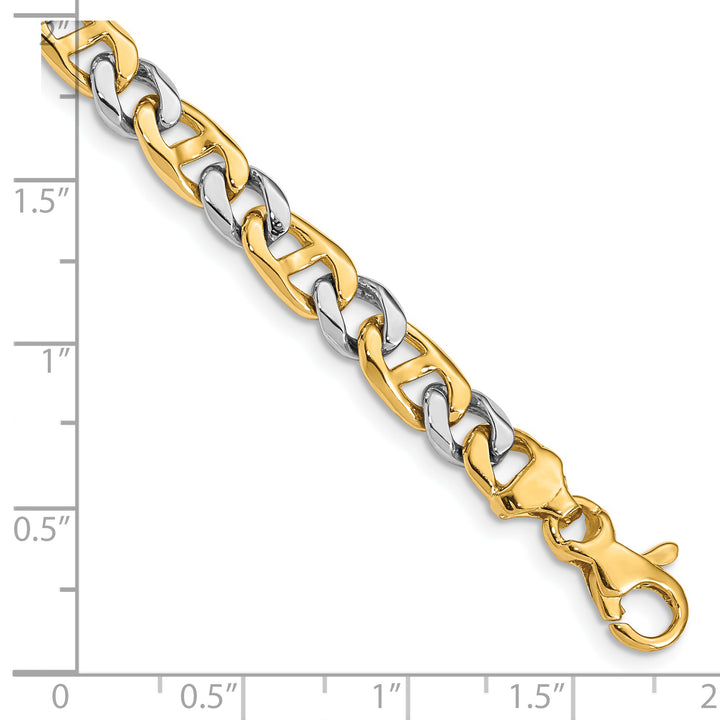 14K Two-tone 5.6mm Hand-Polished Fancy Link Bracelet