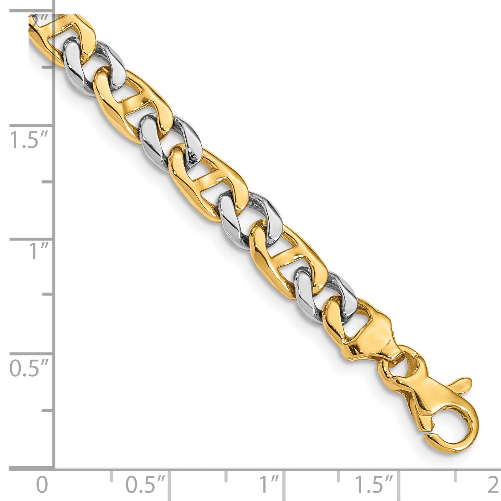 14K Two-tone 5.6mm Hand-Polished Fancy Link Bracelet