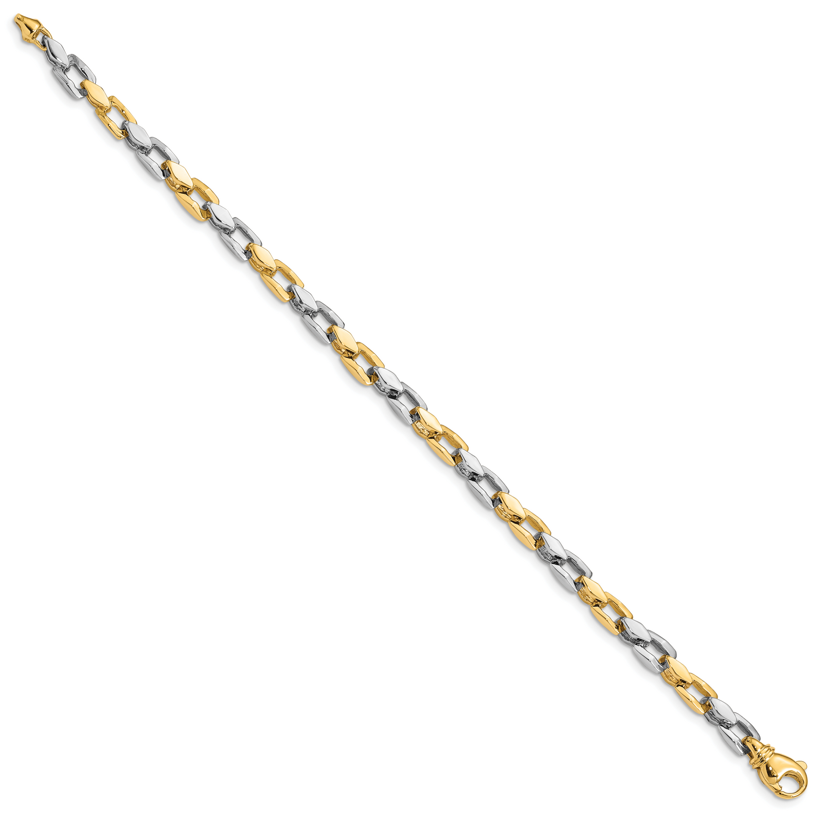 14k Two-tone 4.5mm Hand-polished Fancy Link Bracelet