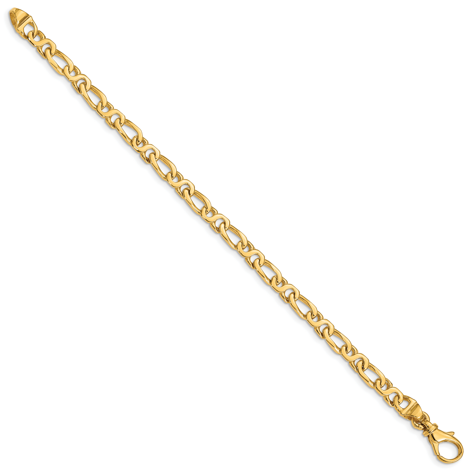 14k 4.8mm Hand Polished Fancy Link Bracelet