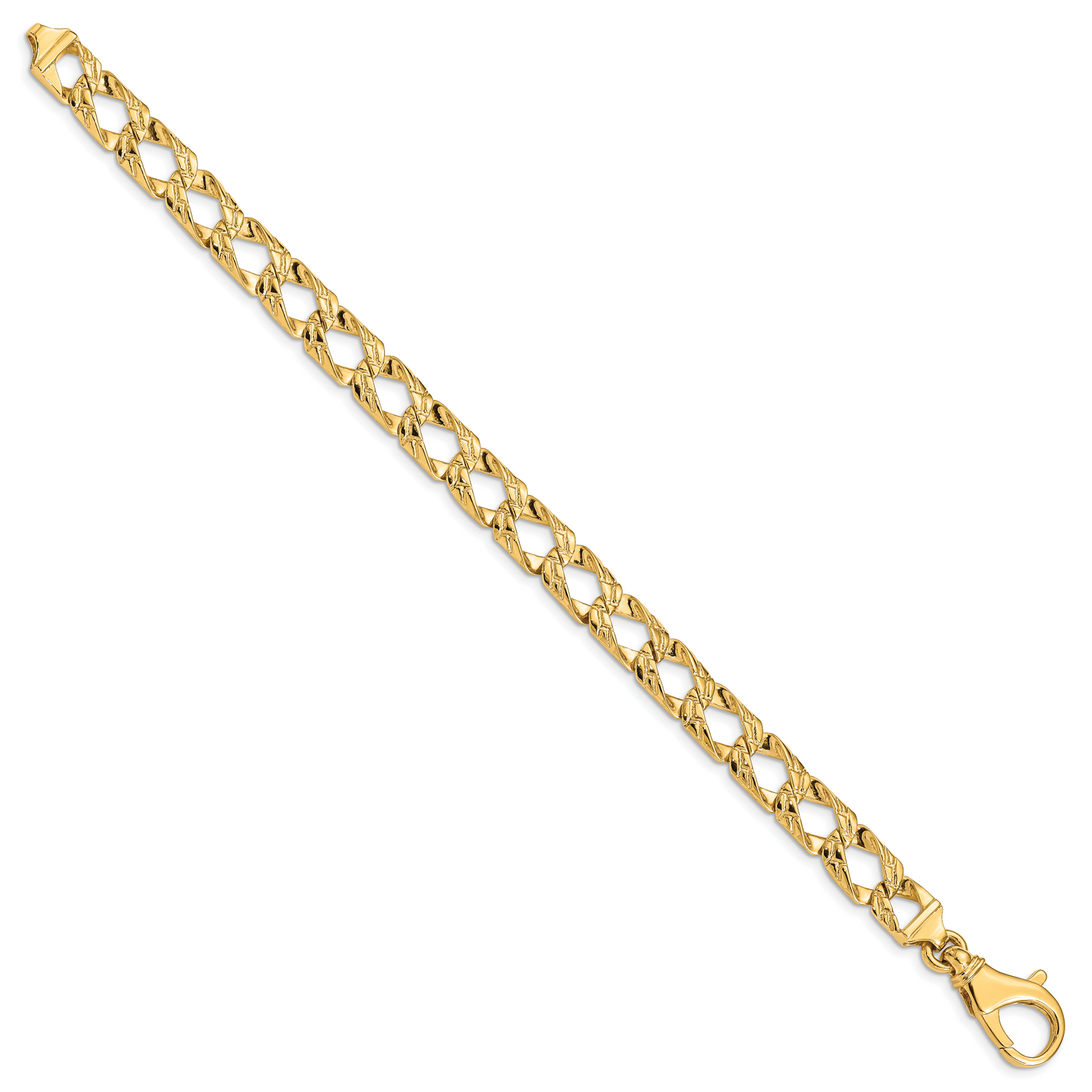 14k 8.6mm Hand Polished Fancy Link Chain