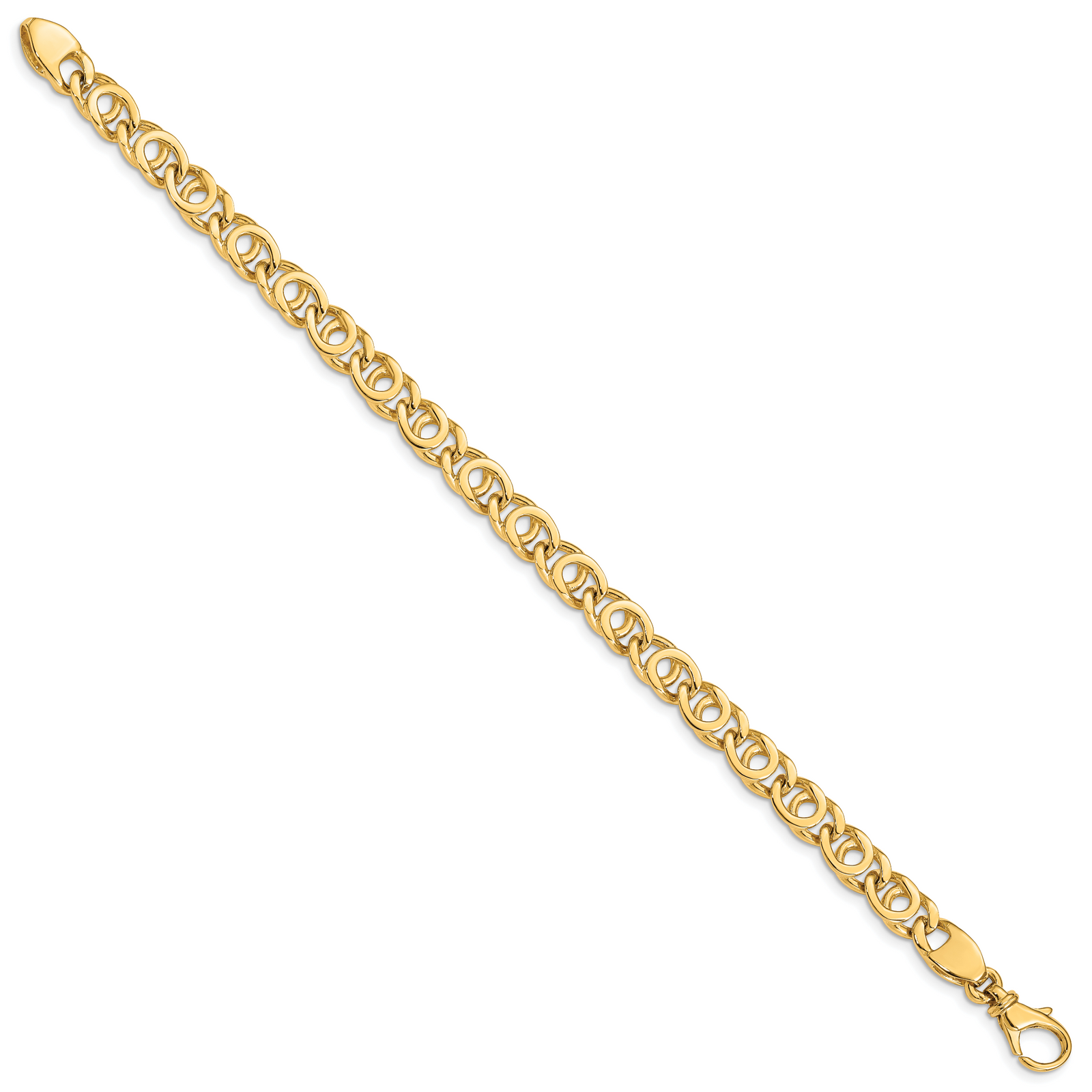 14K 7mm Hand Polished Fancy Link Bracelet