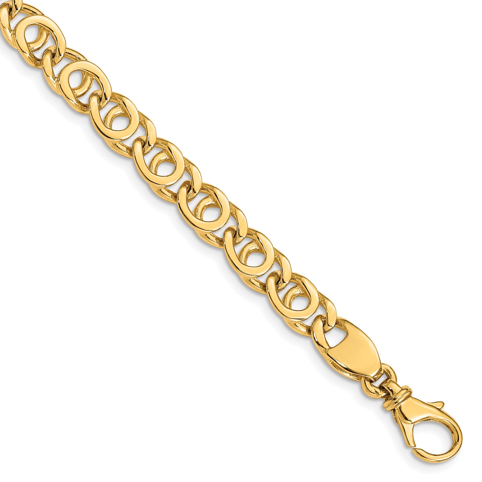 14K 7mm Hand Polished Fancy Link Chain