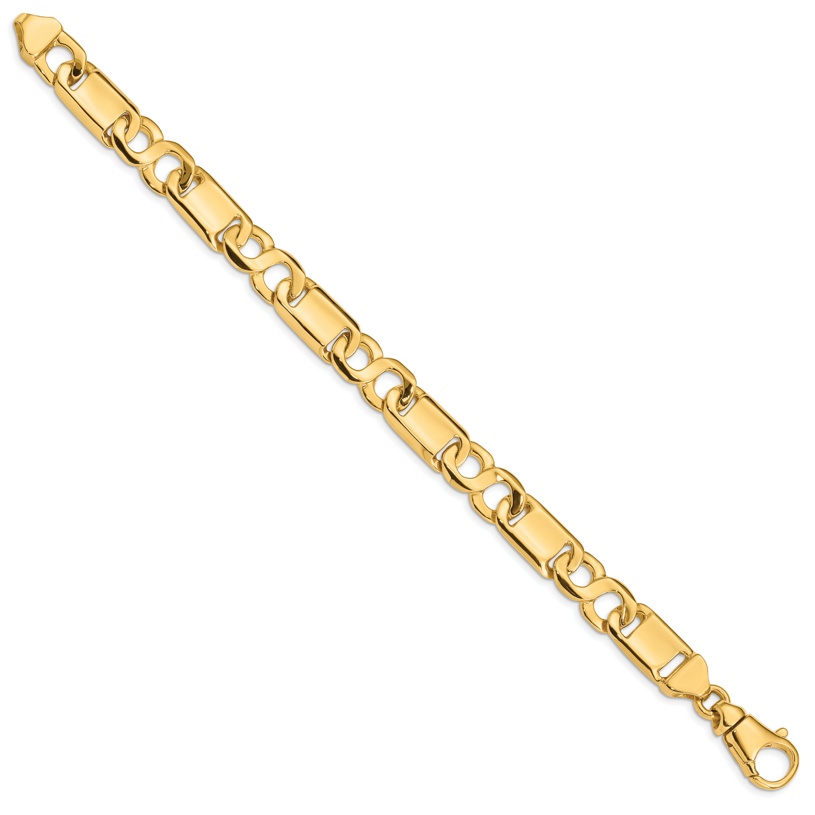 14k 10.4mm Hand-polished Fancy Link Bracelet