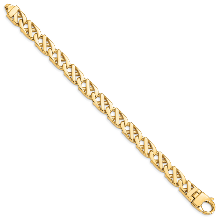 14K 10.2mm Hand-polished Fancy Link Bracelet