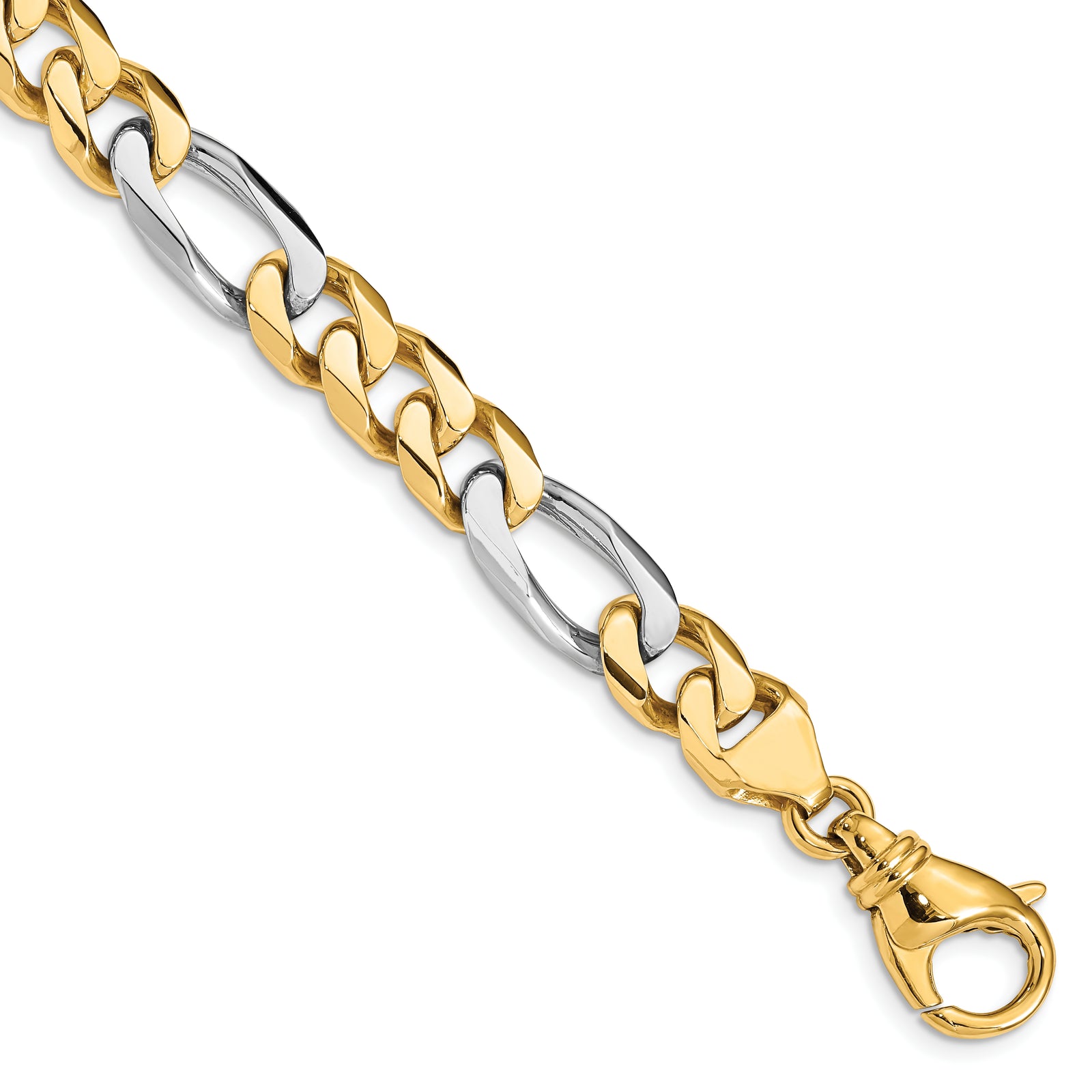 14k Two-tone 8.5mm Hand-polished Fancy Link Chain