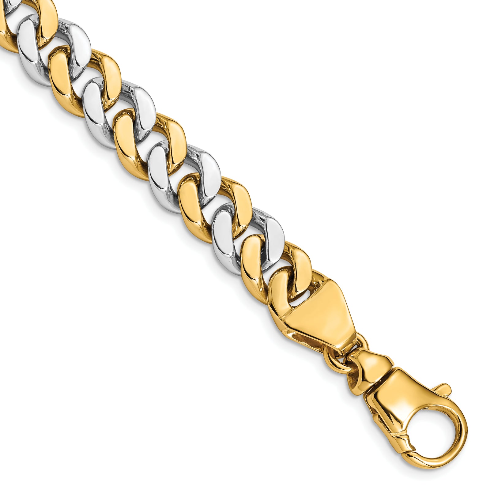 14k Two-tone 10mm Hand Polished Fancy Link Bracelet