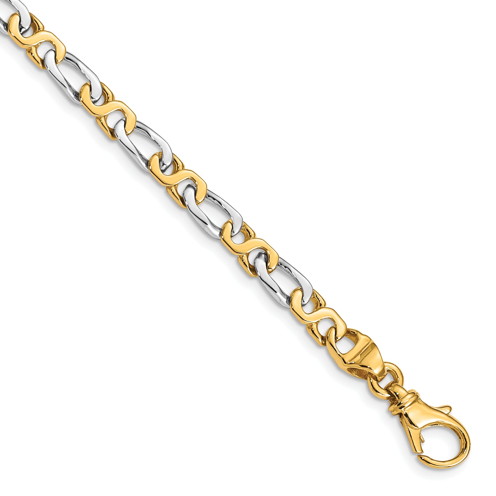 14k Two-tone 4.8mm Polished Fancy Link Chain