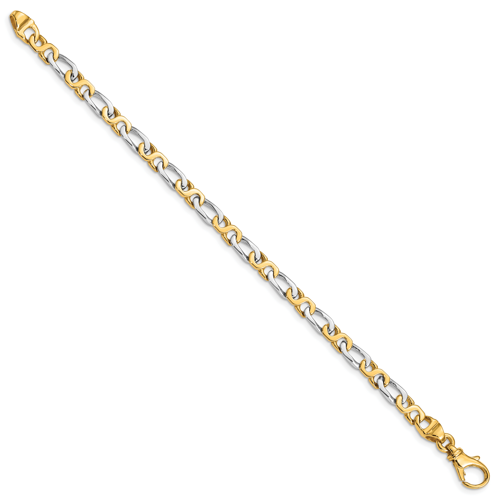 14k Two-tone 4.8mm Hand Polished Fancy Link Bracelet