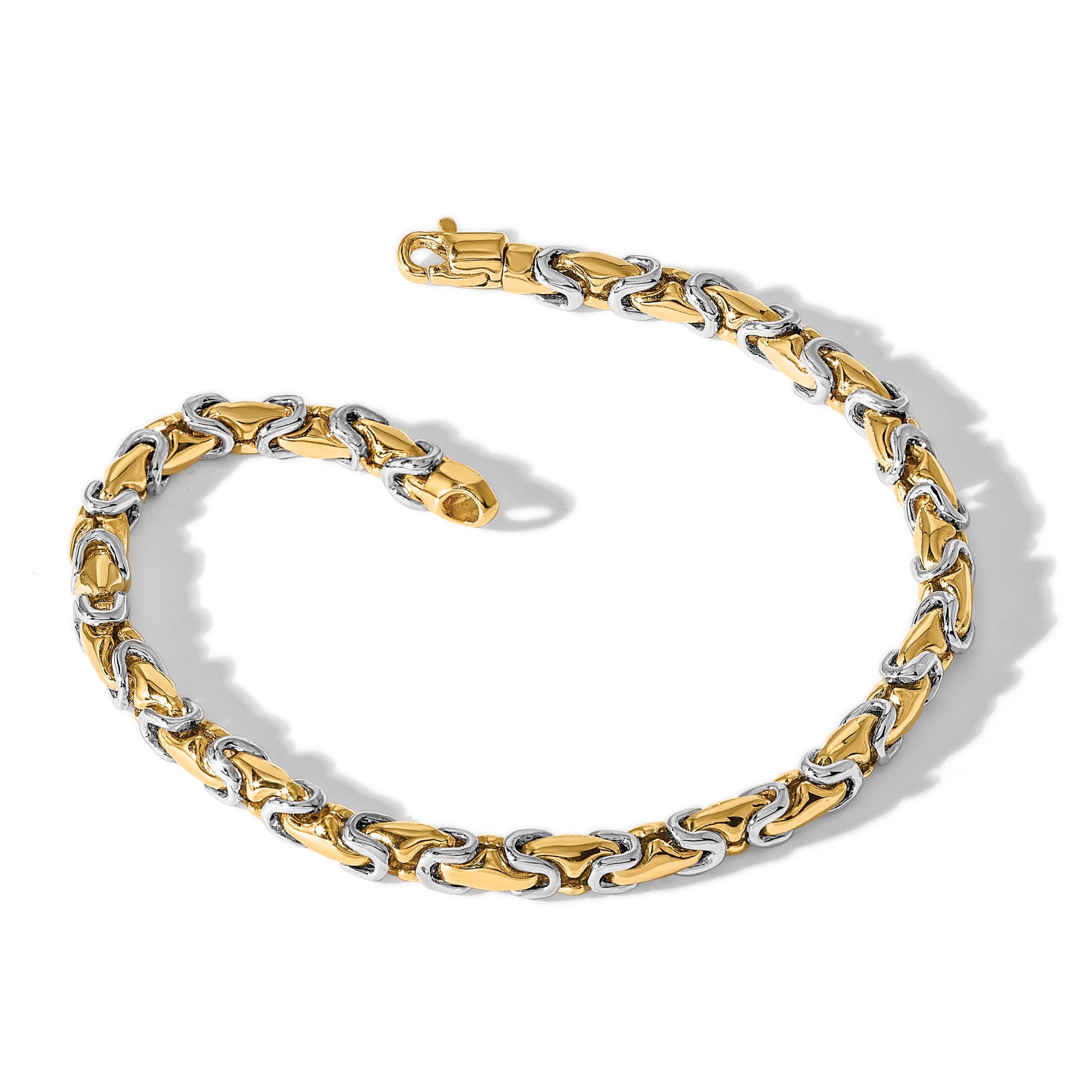 14k Two-tone 4.2mm Hand-polished Fancy Link Bracelet