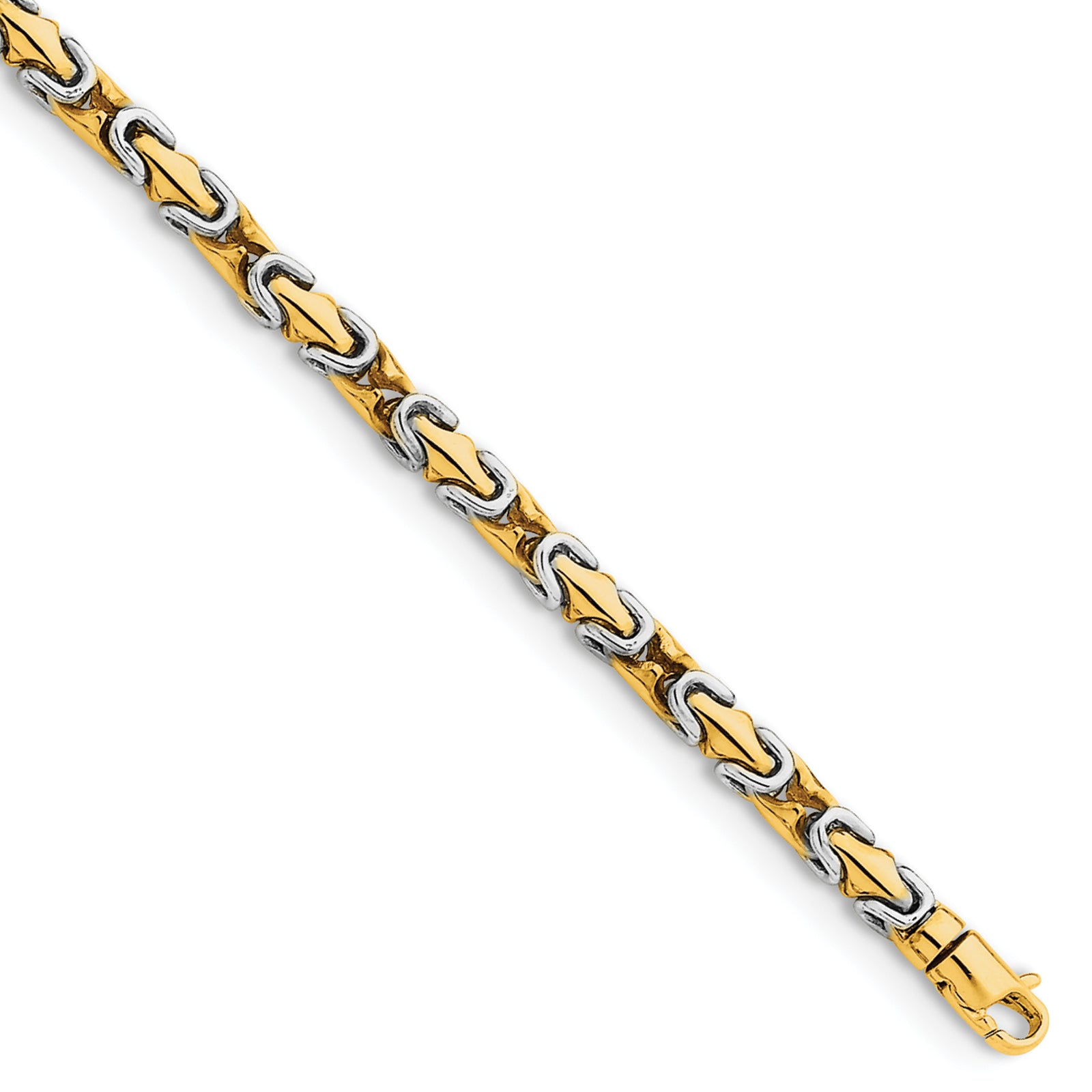 14k Two-tone 4.2mm Hand-polished Fancy Link Chain