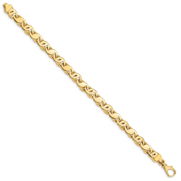 14k 7.3mm Hand Polished Fancy S-Link Bracelet