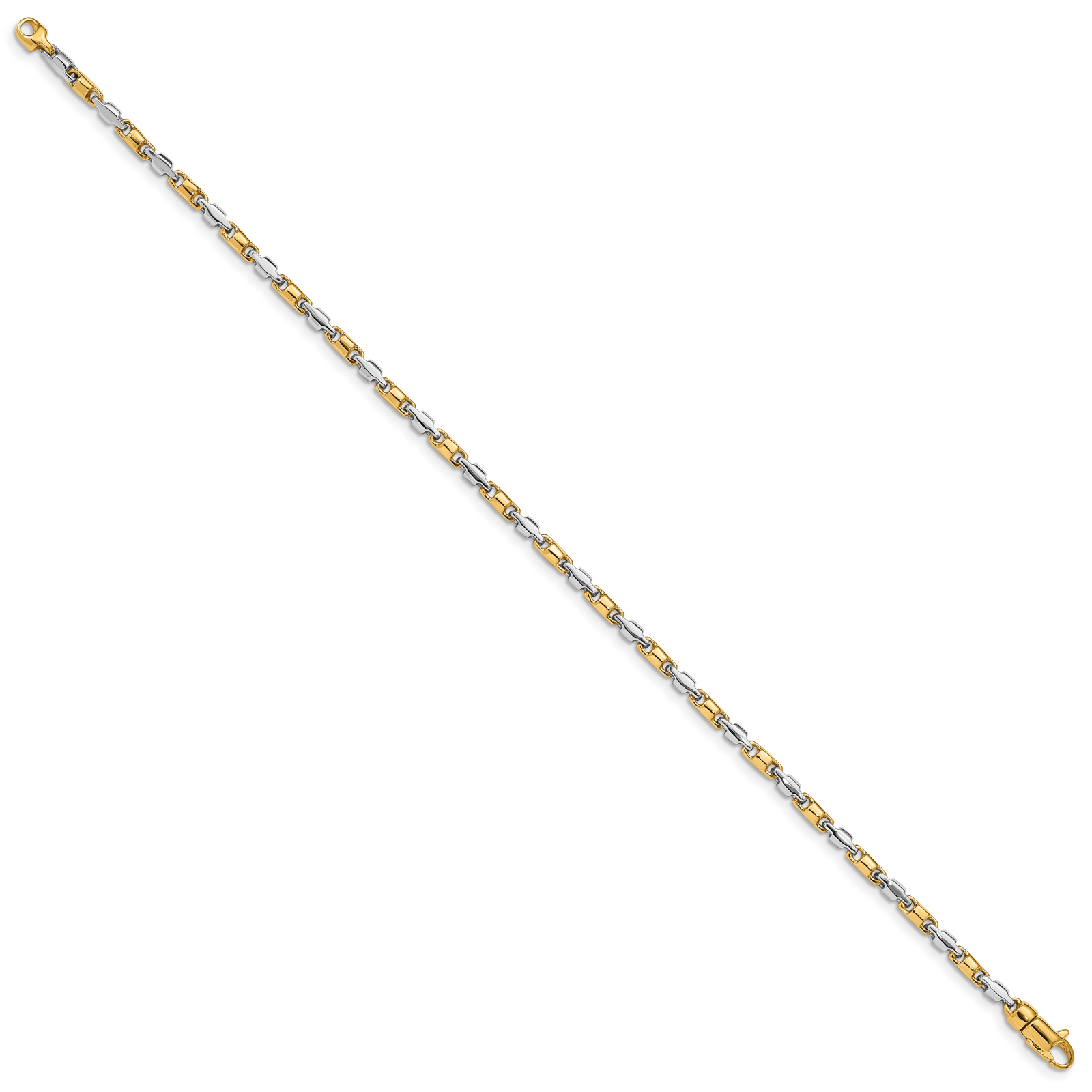 14k Two-tone 2.5mm Hand-polished Fancy Link Bracelet