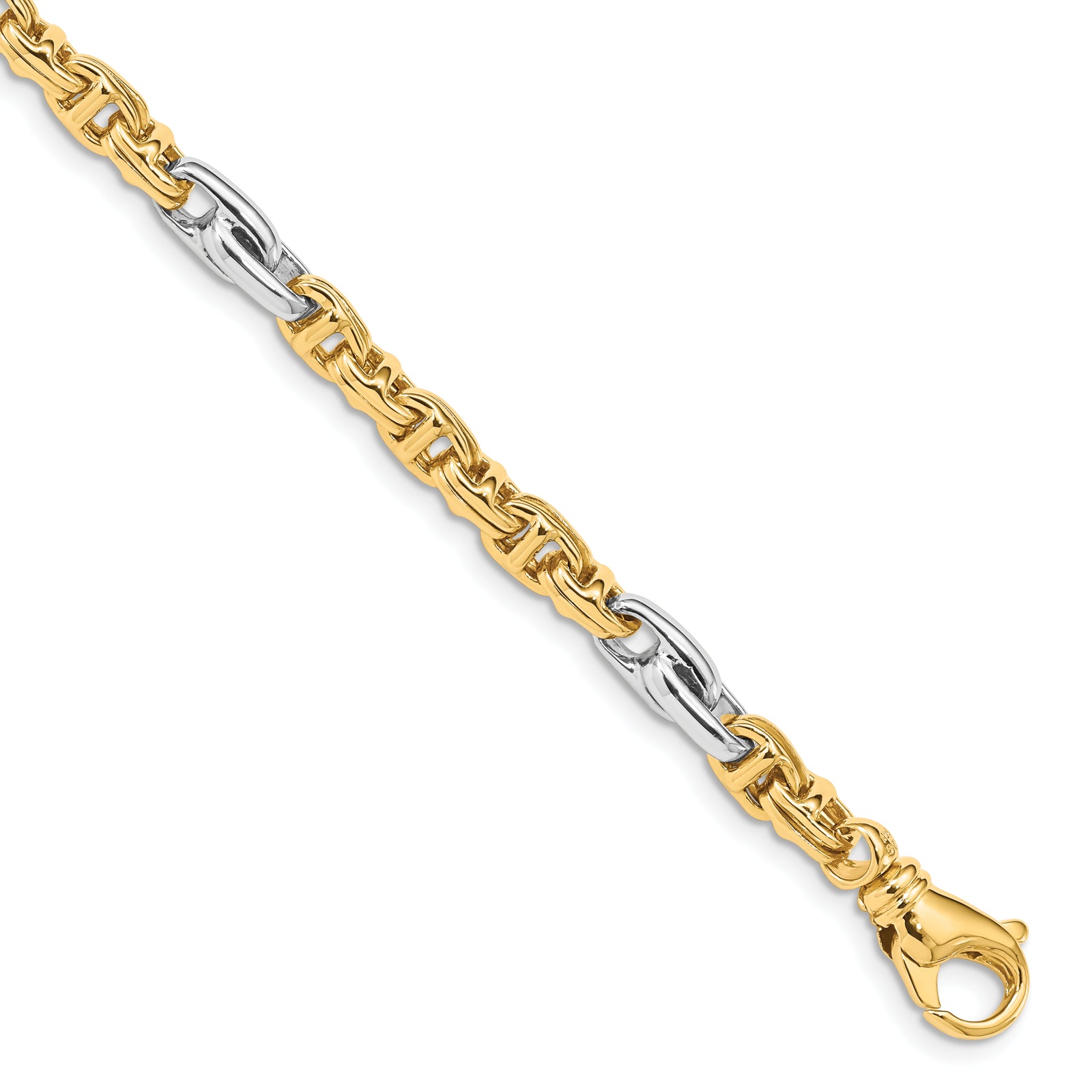 14k Two-tone 5.38mm Hand-polished Fancy Link Chain