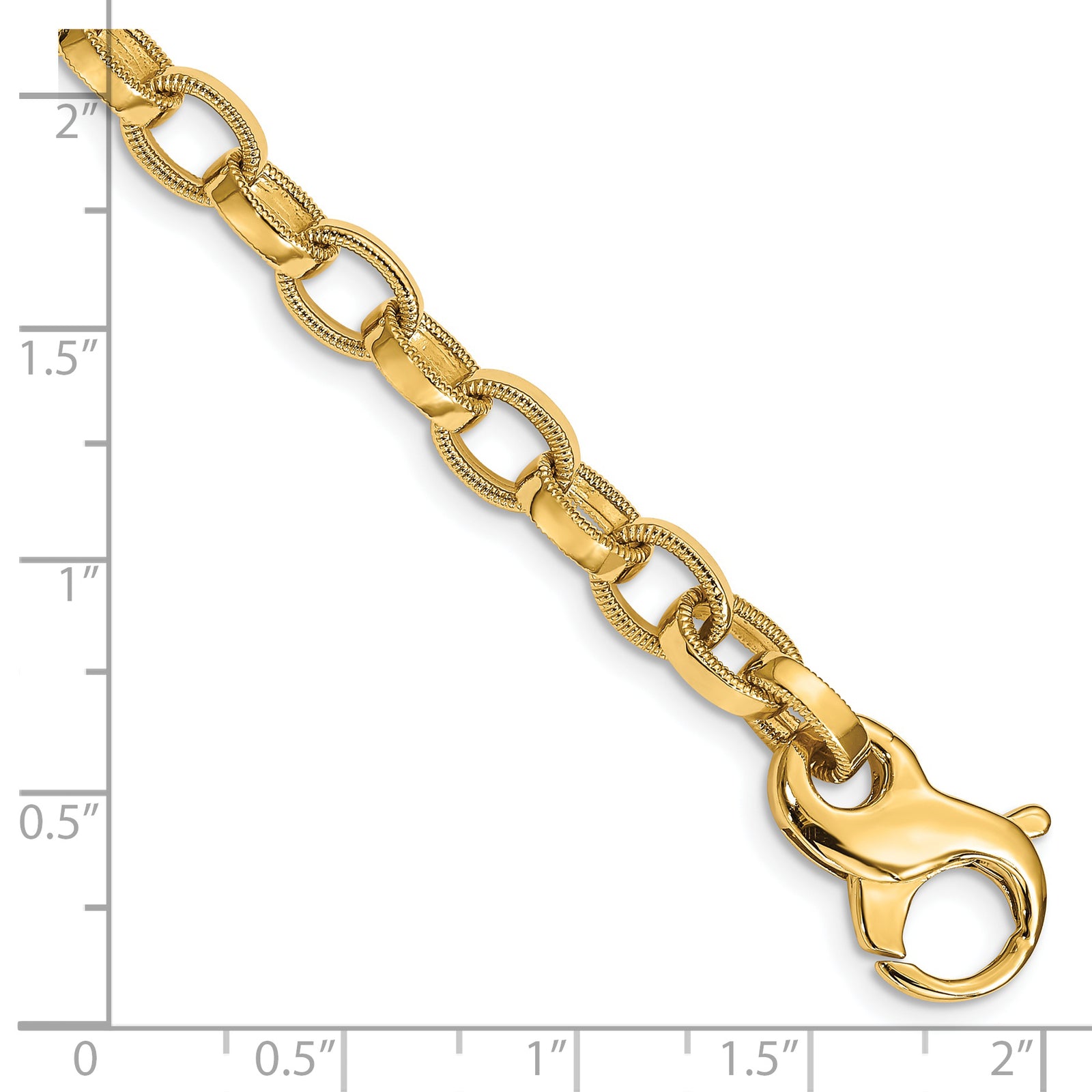 14K 6.2mm Hand-polished Fancy Link Bracelet