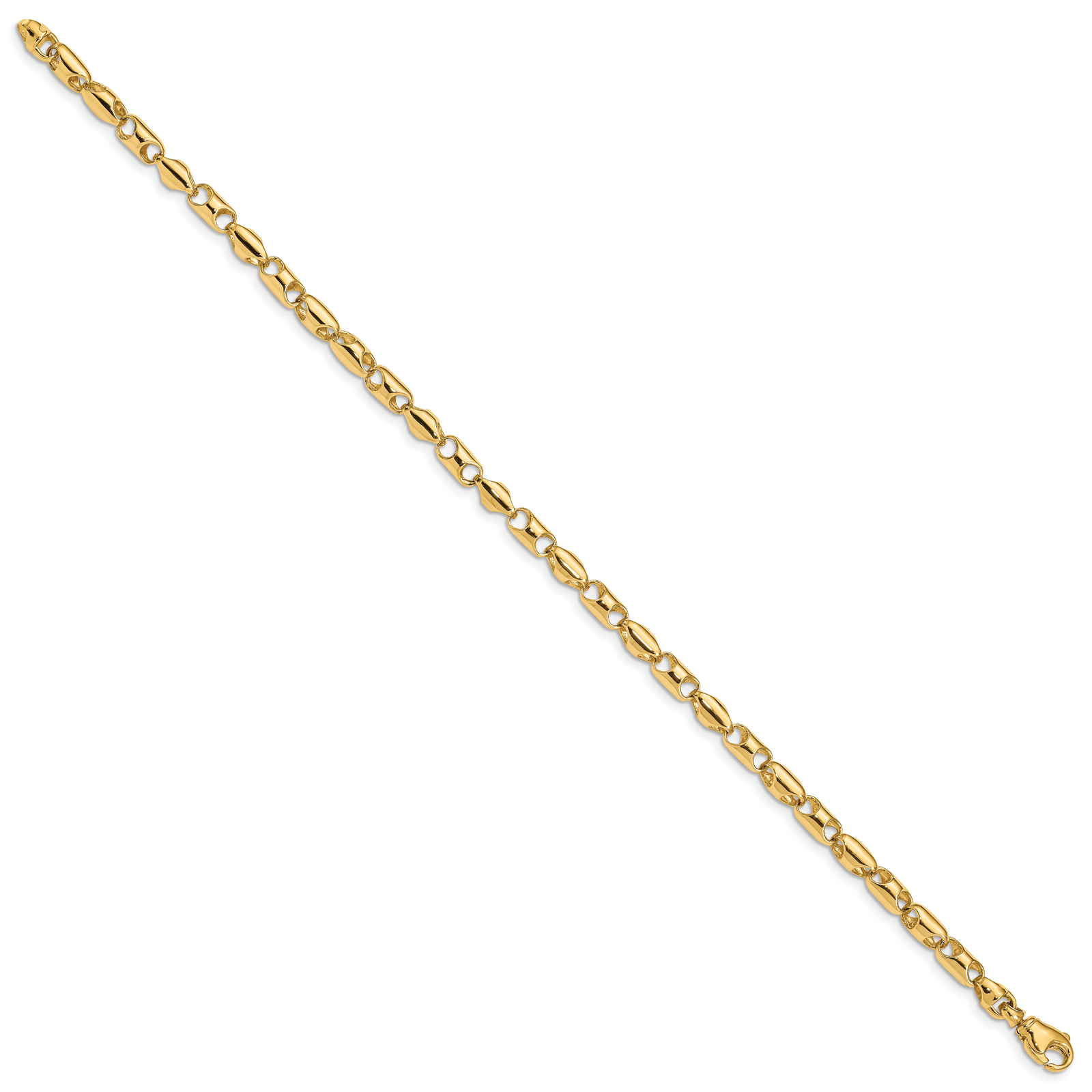 14k 4.1mm Fancy Barrel Link Bracelet